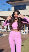 Top Pétala Manga Longa Rosa Pink