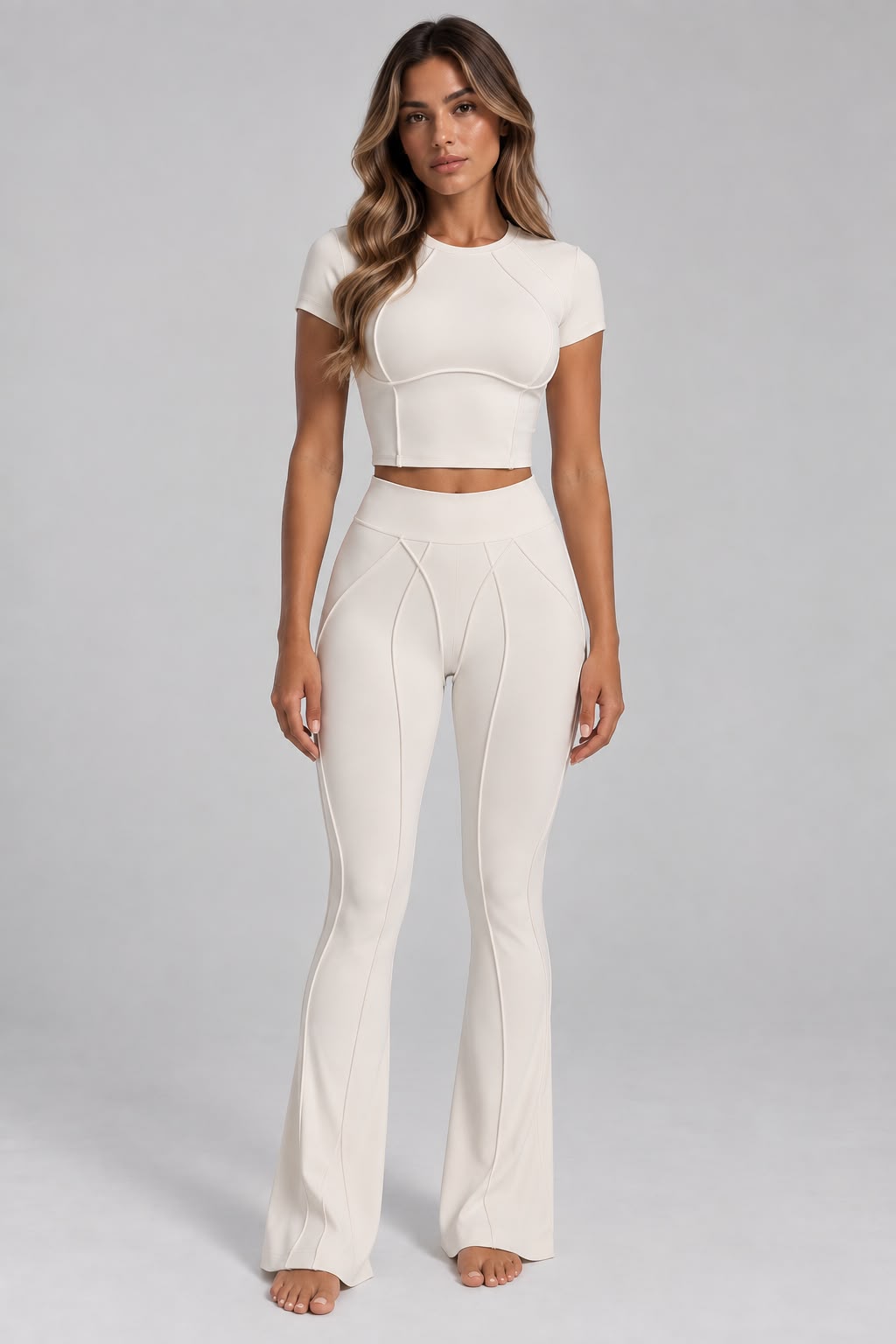Conjunto costuras retrô Top Cropped off