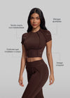 Conjunto Retrô Top Cropped + Legging Marrom