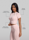 Conjunto costuras retrô Top Cropped Rose