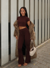 Conjunto Retrô Top Cropped + Legging Marrom