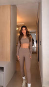Conjunto Top Pétala Duplo Avelã