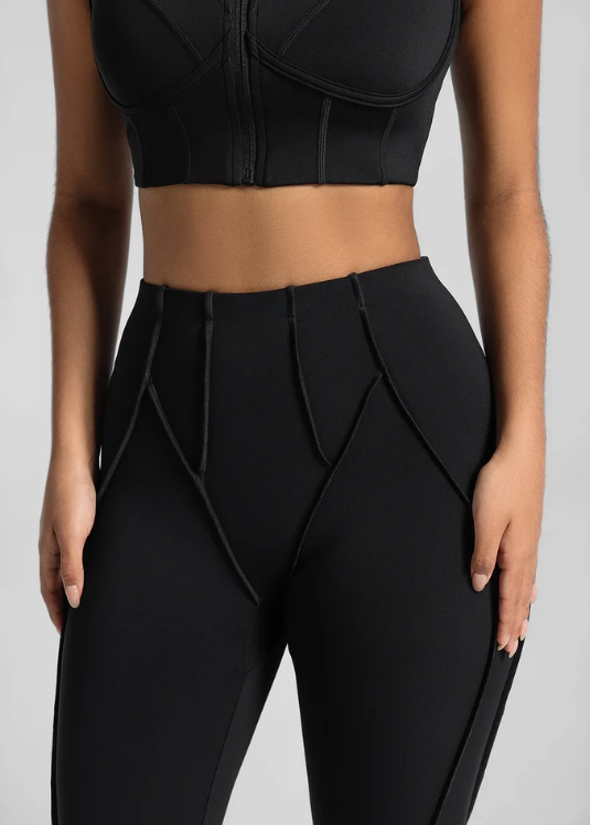 Calça Skinny Costuras Retro Preto
