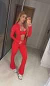 Conjunto Costuras Retro Flare Vermelho - 3 Peças