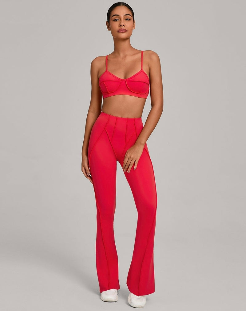 Conjunto Costuras Retro Flare Vermelho - 3 Peças