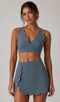 Conjunto Pétala Top + Saia Recortes - Cinza Chumbo