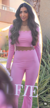 Top Pétala Manga Longa Rosa Pink