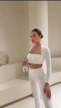 Top Pétala Manga Longa Branco