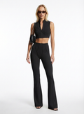 Top Ziper Costuras Retro Preto