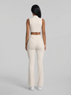 Top Ziper Costuras Retro Off-White