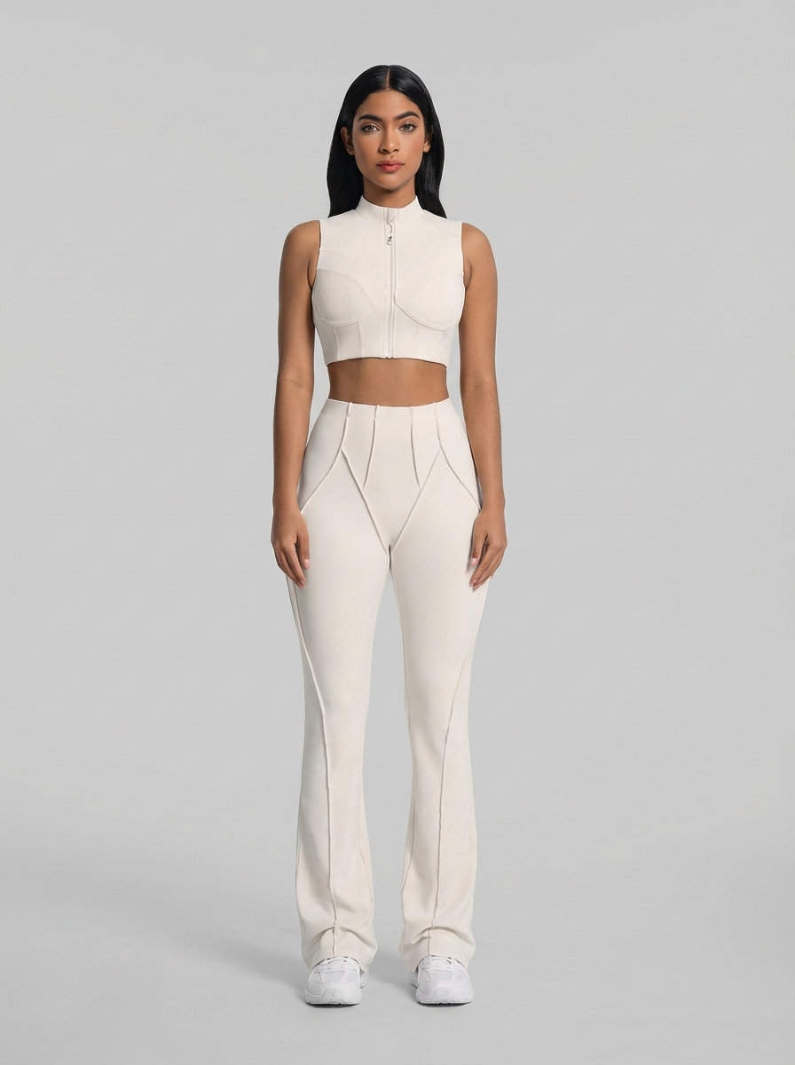 Calça Skinny Costuras Retro Off-White