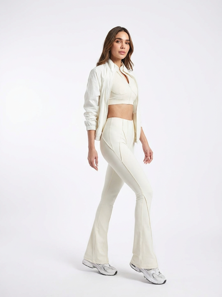 Calça Skinny Costuras Retro Off-White