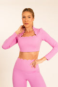 Top Pétala Manga Longa Rosa Pink