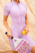 Macaquinho Ciclista Costuras Retro Roxo