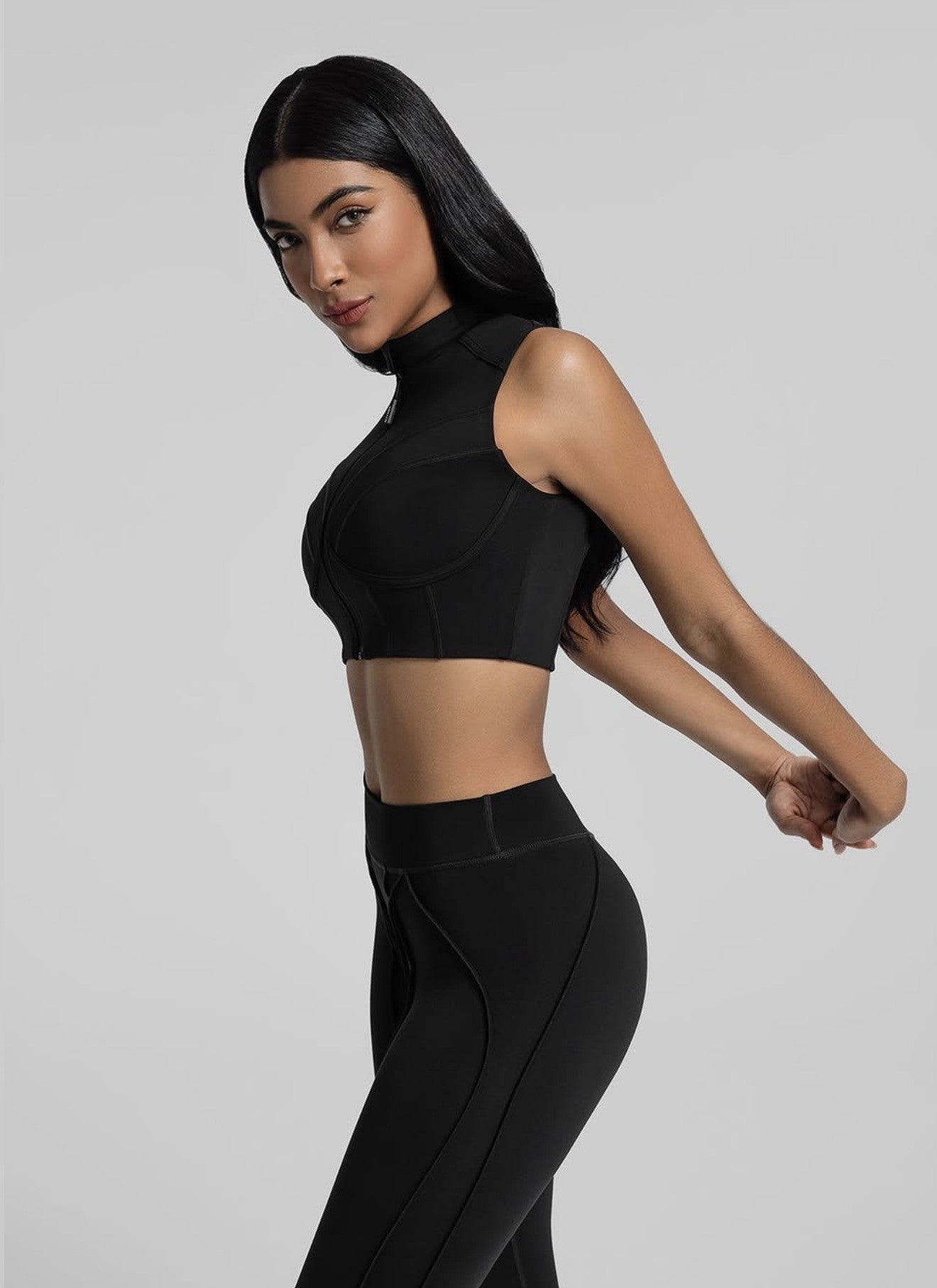 Calça Skinny Costuras Retro Preto