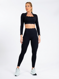 Top Pétala Manga Longa Preto